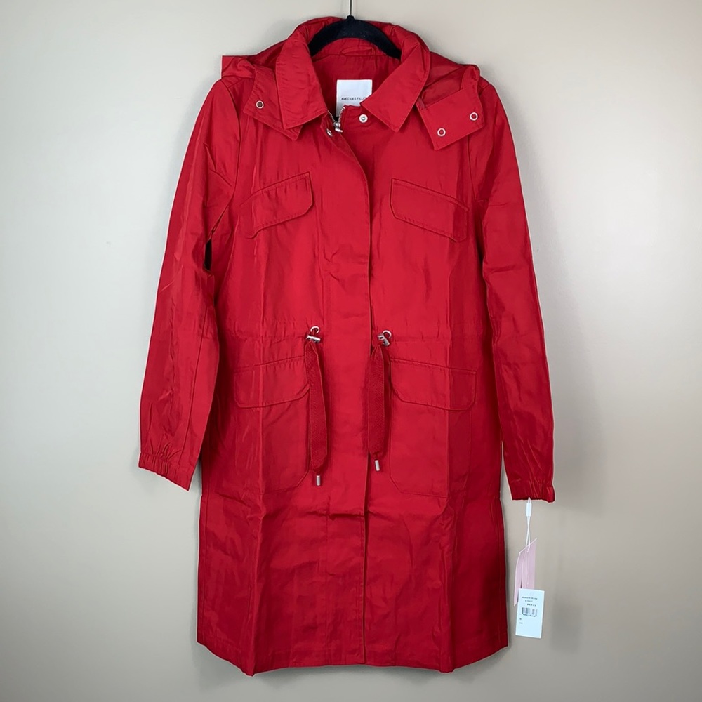 NWT Avec Les Filles red hooded anorak jacket sm